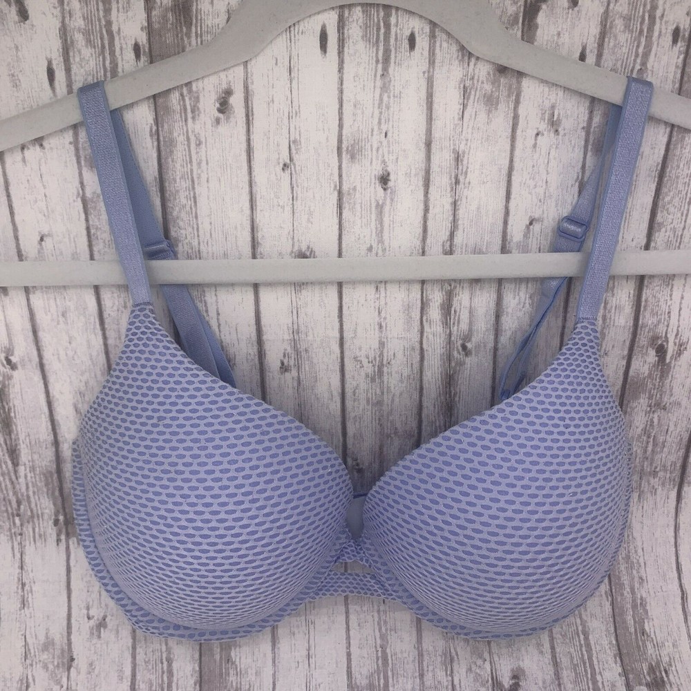 Victoria's Secret Perfect Shape Bra 34DD  Purple Fishnet Mesh Padded Underwire